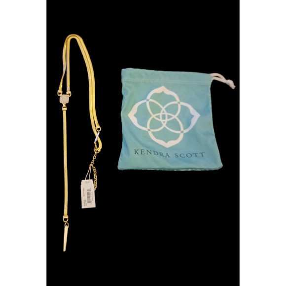 Kendra Scott Gold Tone Starla Y Necklace 21" Long With Bag NWT - Picture 2 of 11